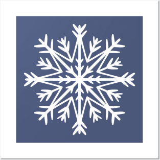 Simple white snowflake Posters and Art